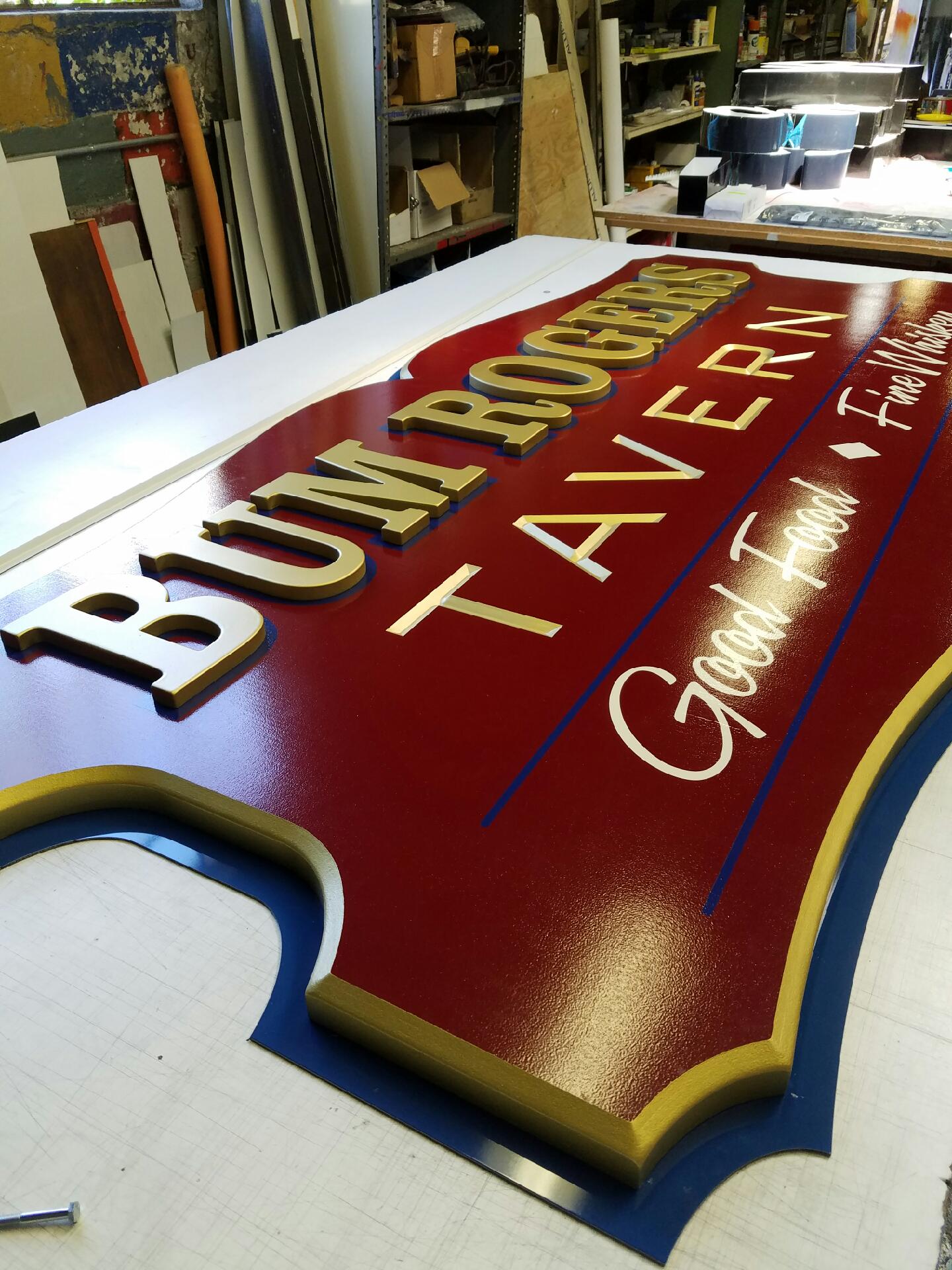 Bum Rogers Tavern Carved Sign - Ace Sign Inc.